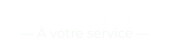 Logo typographique blanc avec le texte « Paysagiste à votre service » utilisé sur un site professionnel d’aménagement extérieur et d’espaces verts.